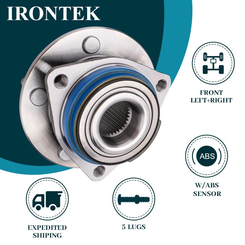 IRONTEK Front Wheel Hub and Bearing Assembly 513121 Compatible for Cadillac 1997-2002 Eldorado/1997-2004 Seville/1997-2005 DeVille/2006-2011 DTS, W/ABS 5 Lugs Wheel Hub Assembly 1 PCS - Image 2